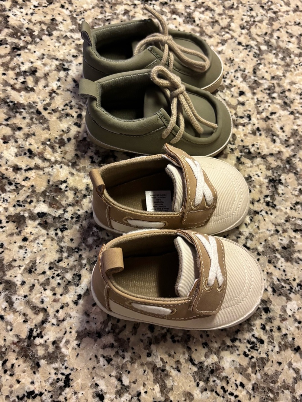 3-6 mo Shoes - Olive and Beige